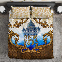 Vatican Baroque Bedding Set St. Peter’s Basilica & Catholic Flag Gold Ornate