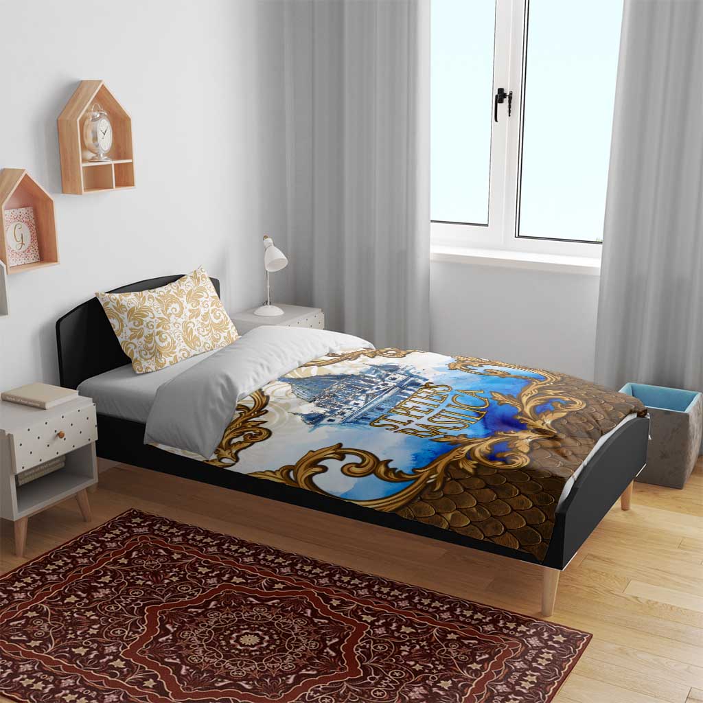 Vatican Baroque Bedding Set St. Peter’s Basilica & Catholic Flag Gold Ornate