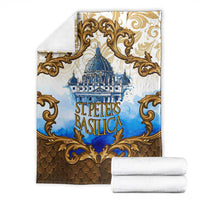 Vatican Baroque Blanket St. Peter’s Basilica & Catholic Flag Gold Ornate