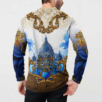 Vatican Baroque Button Sweatshirt St. Peter’s Basilica & Catholic Flag Gold Ornate