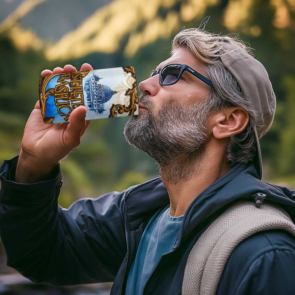 Vatican Baroque 4 in 1 Can Cooler Tumbler St. Peter’s Basilica & Catholic Flag Gold Ornate
