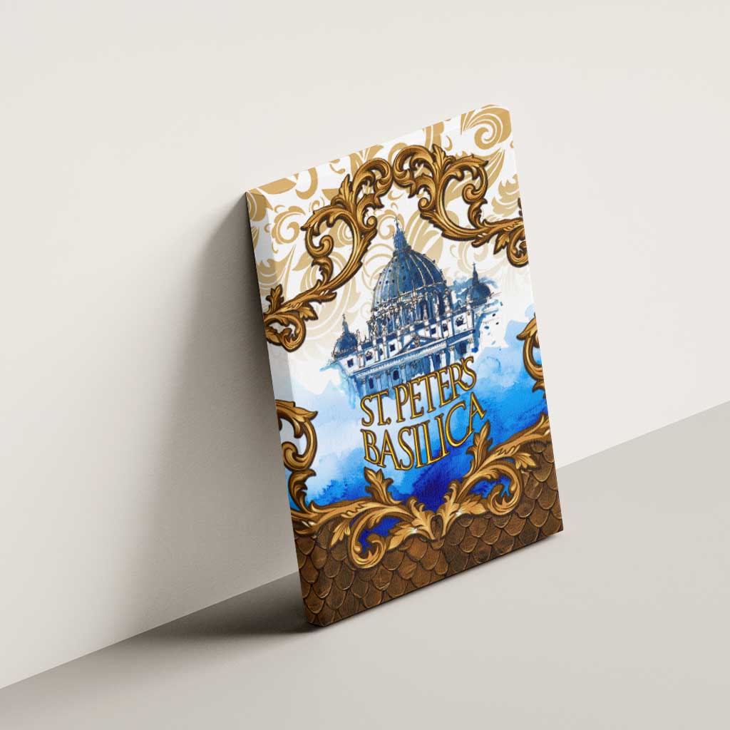 Vatican Baroque Canvas Wall Art St. Peter’s Basilica & Catholic Flag Gold Ornate