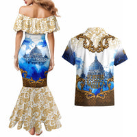 Vatican Baroque Couples Matching Mermaid Dress and Hawaiian Shirt St. Peter’s Basilica & Catholic Flag Gold Ornate