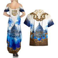 Vatican Baroque Couples Matching Summer Maxi Dress and Hawaiian Shirt St. Peter’s Basilica & Catholic Flag Gold Ornate