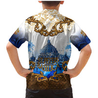 Vatican Baroque Family Matching Mermaid Dress and Hawaiian Shirt St. Peter’s Basilica & Catholic Flag Gold Ornate