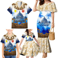Vatican Baroque Family Matching Mermaid Dress and Hawaiian Shirt St. Peter’s Basilica & Catholic Flag Gold Ornate