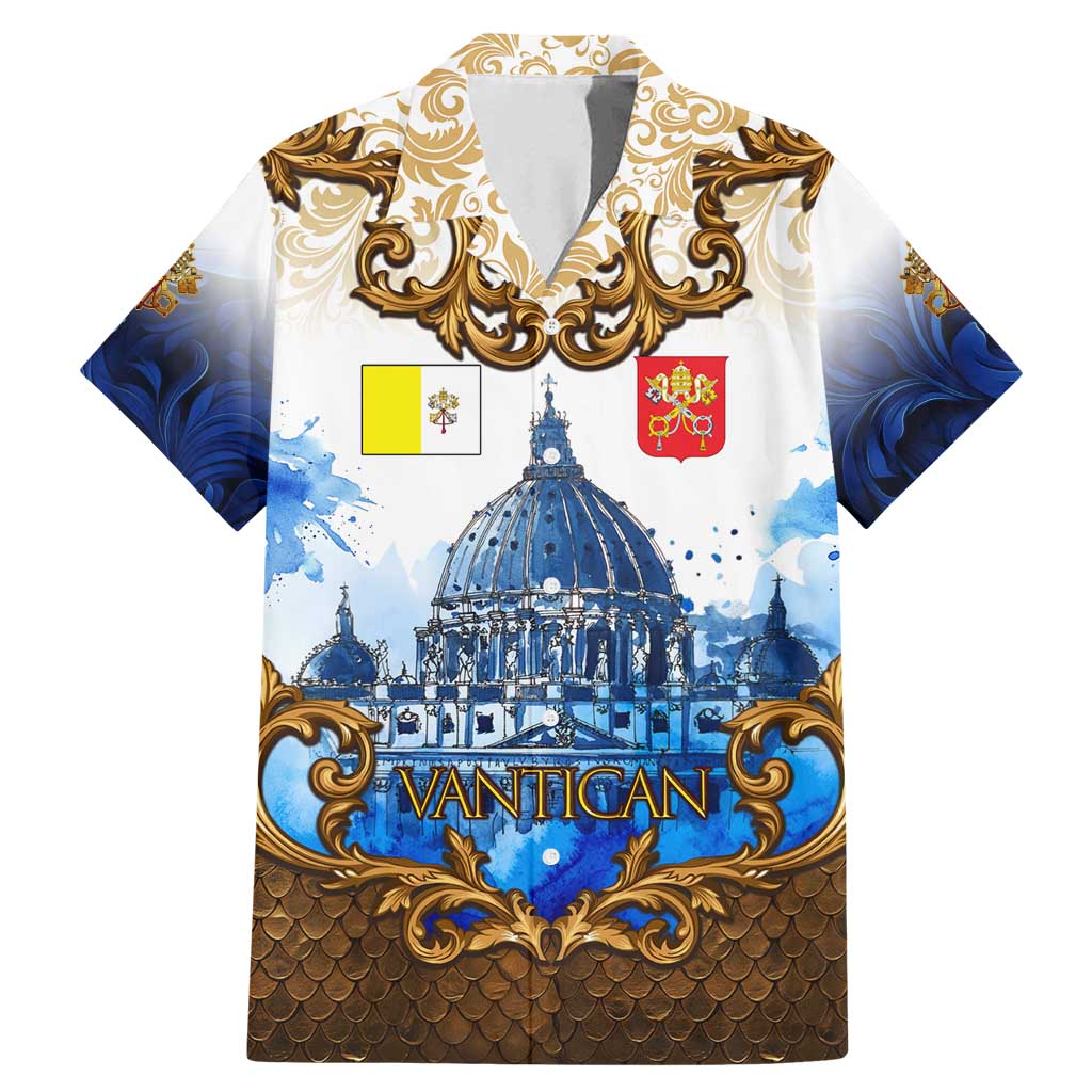 Vatican Baroque Family Matching Mermaid Dress and Hawaiian Shirt St. Peter’s Basilica & Catholic Flag Gold Ornate
