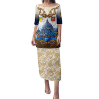 Vatican Baroque Family Matching Puletasi and Hawaiian Shirt St. Peter’s Basilica & Catholic Flag Gold Ornate