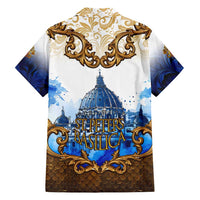 Vatican Baroque Family Matching Short Sleeve Bodycon Dress and Hawaiian Shirt St. Peter’s Basilica & Catholic Flag Gold Ornate