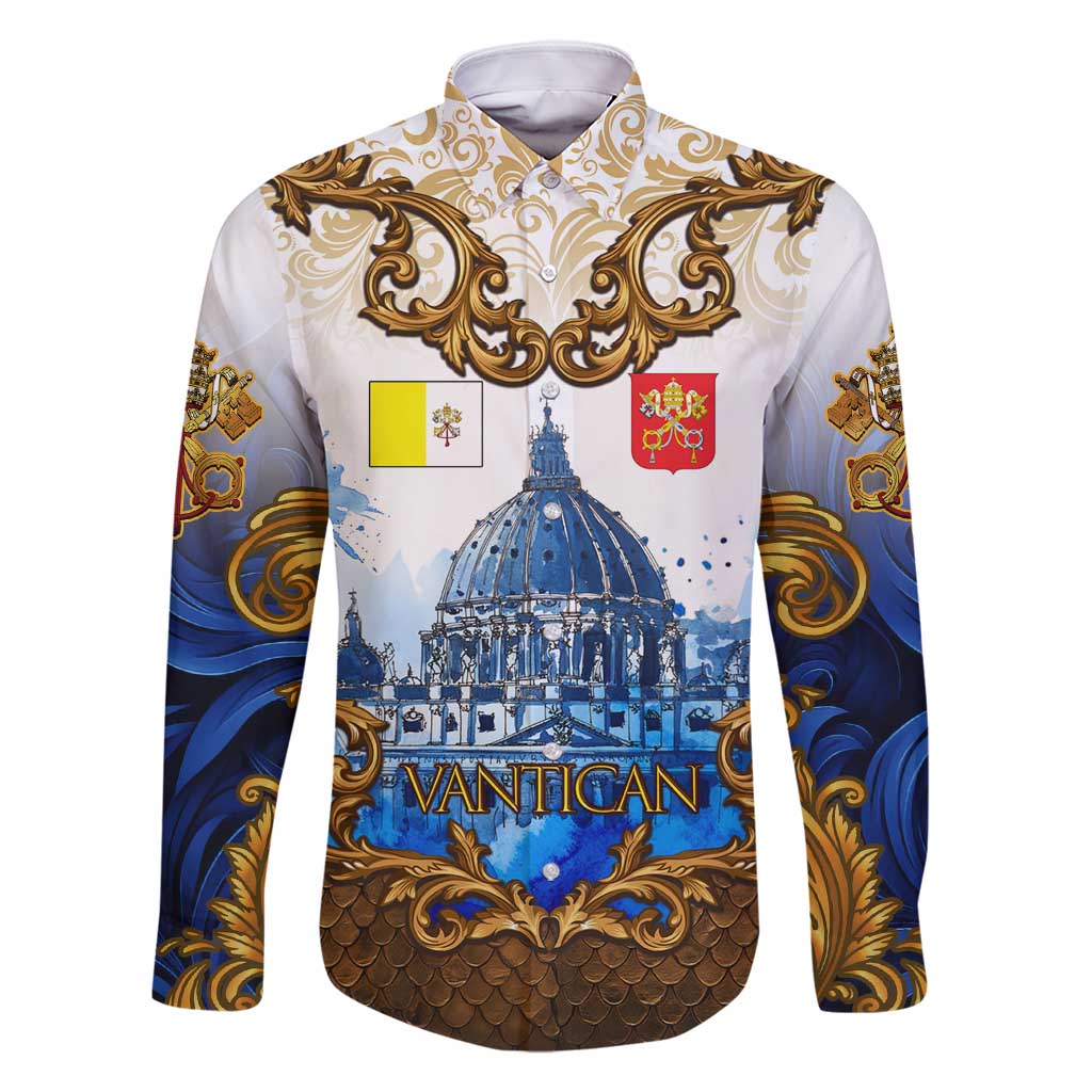 Vatican Baroque Family Matching Tank Maxi Dress and Hawaiian Shirt St. Peter’s Basilica & Catholic Flag Gold Ornate