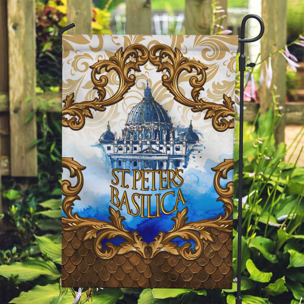 Vatican Baroque Garden Flag St. Peter’s Basilica & Catholic Flag Gold Ornate