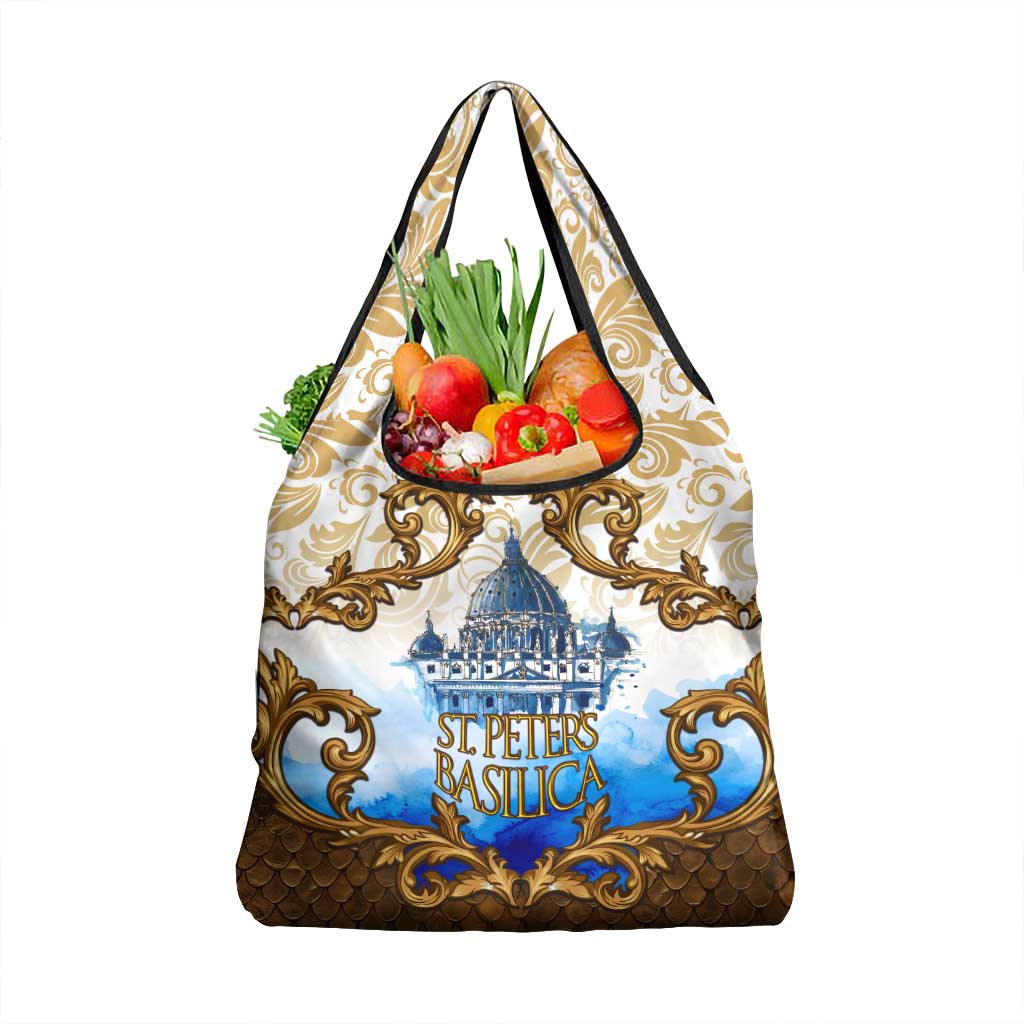 Vatican Baroque Grocery Bag St. Peter’s Basilica & Catholic Flag Gold Ornate