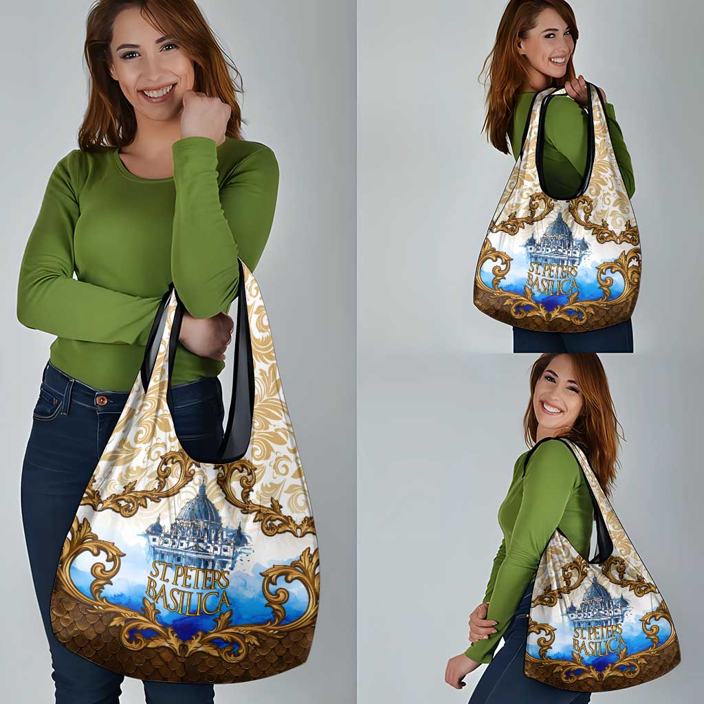 Vatican Baroque Grocery Bag St. Peter’s Basilica & Catholic Flag Gold Ornate