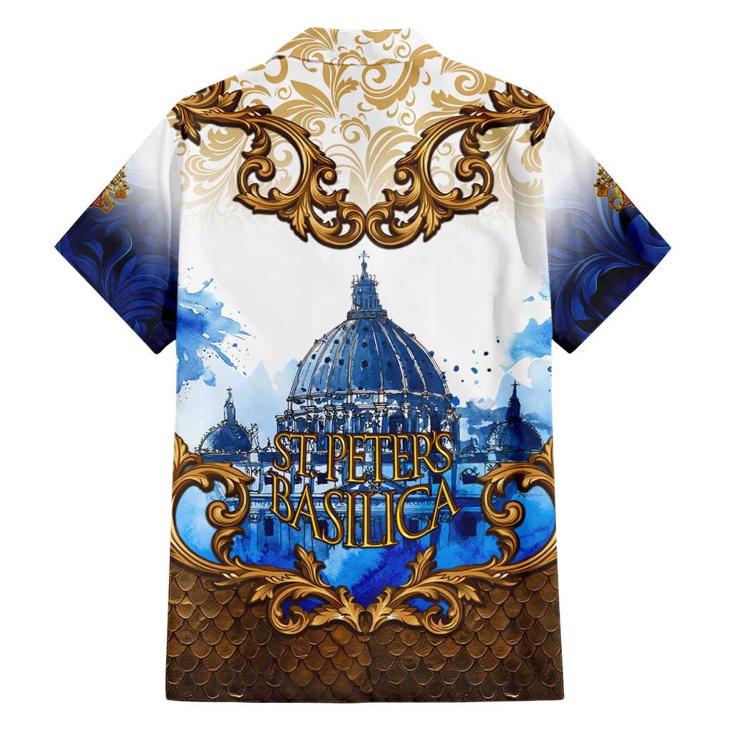 Vatican Baroque Hawaiian Shirt St. Peter’s Basilica & Catholic Flag Gold Ornate