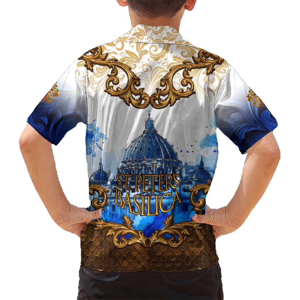 Vatican Baroque Hawaiian Shirt St. Peter’s Basilica & Catholic Flag Gold Ornate