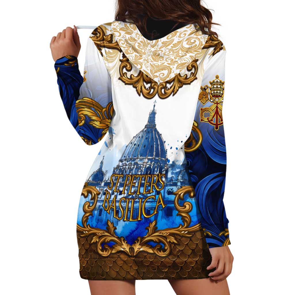 Vatican Baroque Hoodie Dress St. Peter’s Basilica & Catholic Flag Gold Ornate