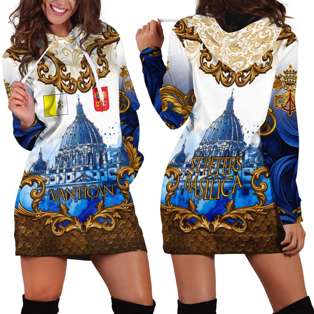 Vatican Baroque Hoodie Dress St. Peter’s Basilica & Catholic Flag Gold Ornate