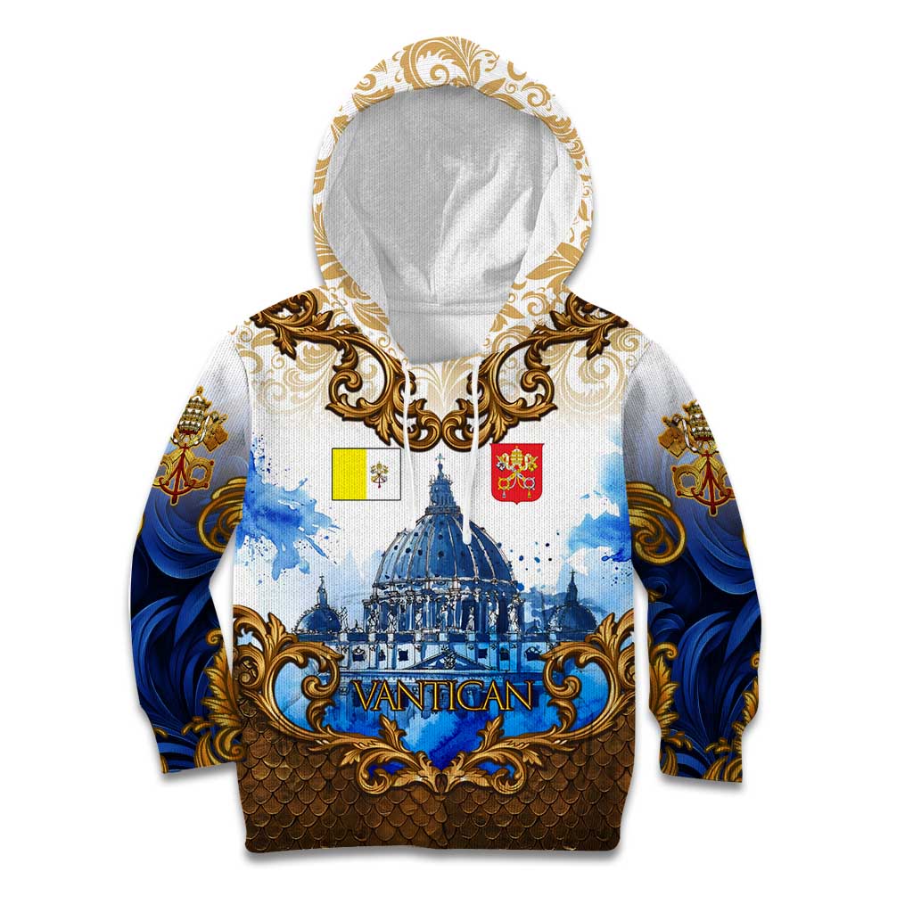 Vatican Baroque Kid Hoodie St. Peter’s Basilica & Catholic Flag Gold Ornate