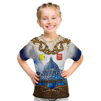 Vatican Baroque Kid T Shirt St. Peter’s Basilica & Catholic Flag Gold Ornate