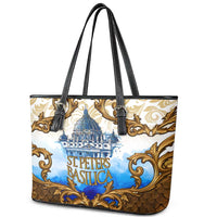 Vatican Baroque Leather Tote Bag St. Peter’s Basilica & Catholic Flag Gold Ornate