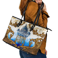 Vatican Baroque Leather Tote Bag St. Peter’s Basilica & Catholic Flag Gold Ornate