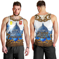 Vatican Baroque Men Tank Top St. Peter’s Basilica & Catholic Flag Gold Ornate