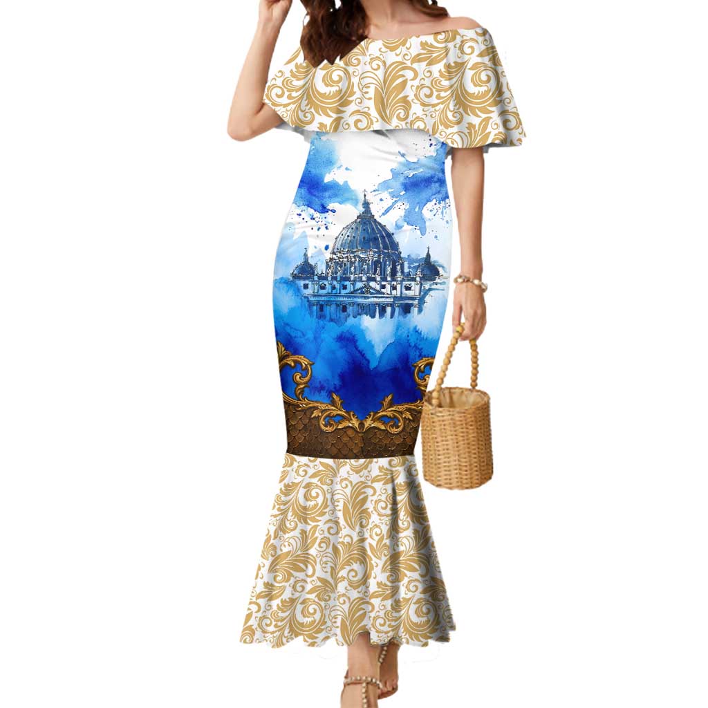 Vatican Baroque Mermaid Dress St. Peter’s Basilica & Catholic Flag Gold Ornate