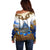 Vatican Baroque Off Shoulder Sweater St. Peter’s Basilica & Catholic Flag Gold Ornate
