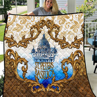 Vatican Baroque Quilt St. Peter’s Basilica & Catholic Flag Gold Ornate