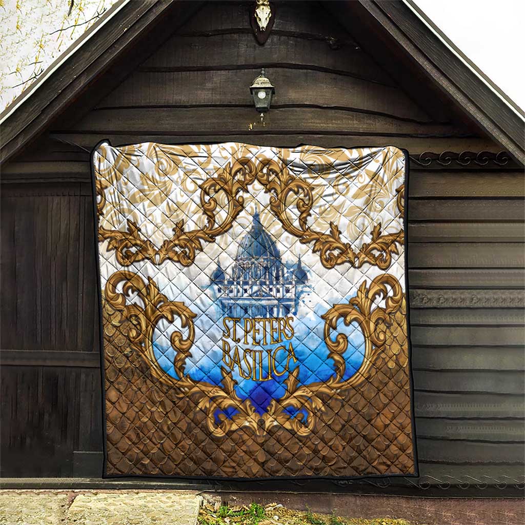 Vatican Baroque Quilt St. Peter’s Basilica & Catholic Flag Gold Ornate