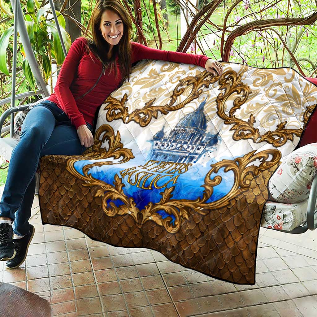 Vatican Baroque Quilt St. Peter’s Basilica & Catholic Flag Gold Ornate