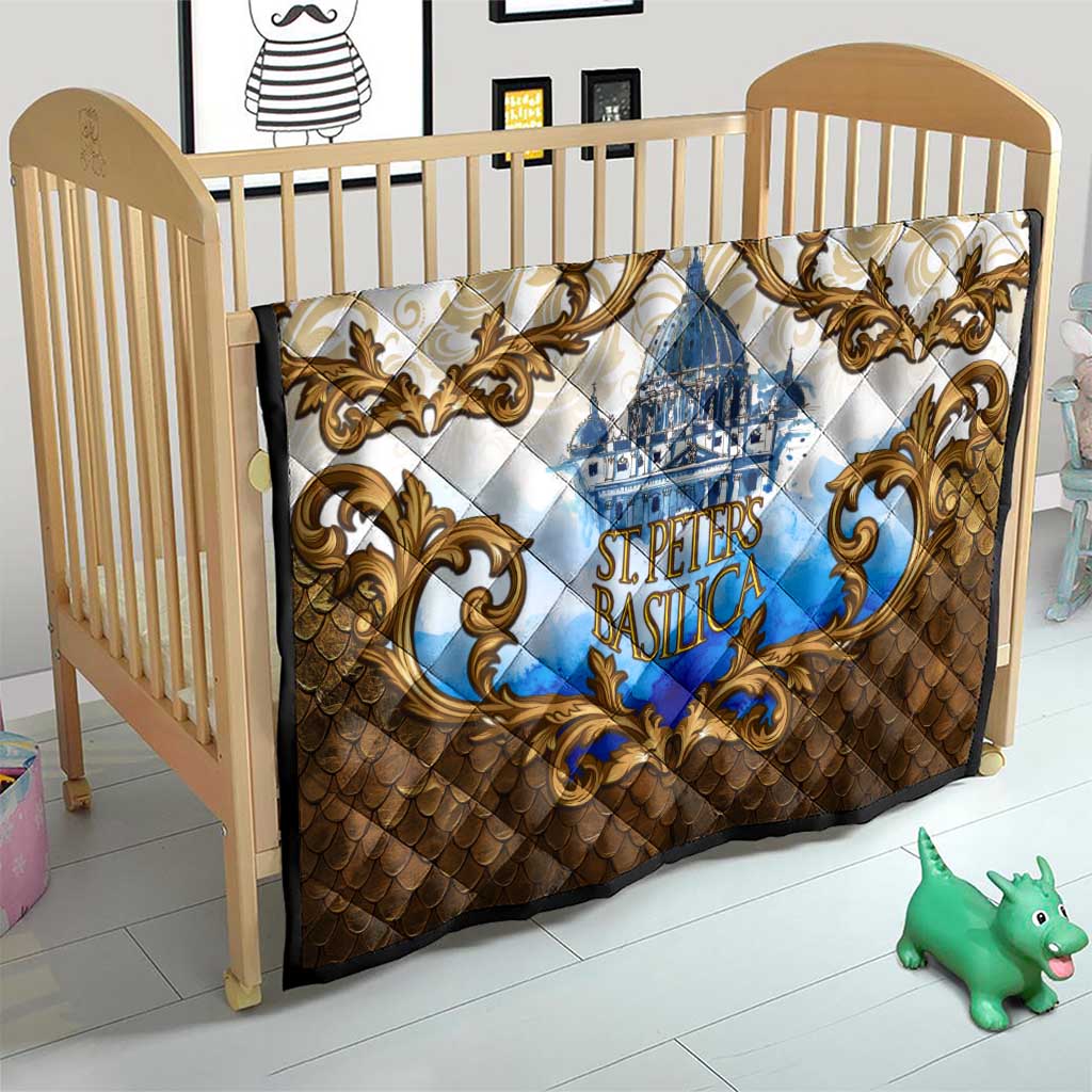 Vatican Baroque Quilt St. Peter’s Basilica & Catholic Flag Gold Ornate