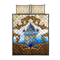 Vatican Baroque Quilt Bed Set St. Peter’s Basilica & Catholic Flag Gold Ornate
