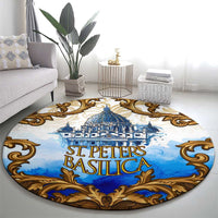 Vatican Baroque Round Carpet St. Peter’s Basilica & Catholic Flag Gold Ornate