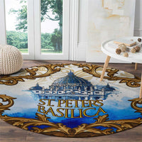Vatican Baroque Round Carpet St. Peter’s Basilica & Catholic Flag Gold Ornate