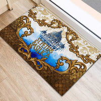 Vatican Baroque Rubber Doormat St. Peter’s Basilica & Catholic Flag Gold Ornate