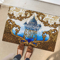 Vatican Baroque Rubber Doormat St. Peter’s Basilica & Catholic Flag Gold Ornate