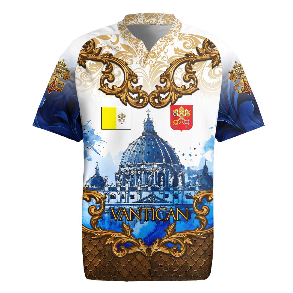 Vatican Baroque Rugby Jersey St. Peter’s Basilica & Catholic Flag Gold Ornate