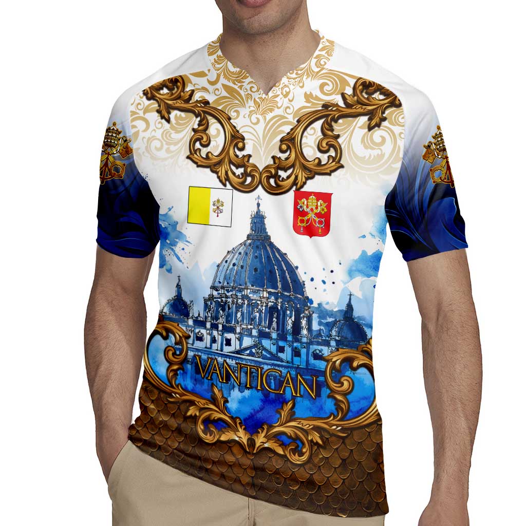 Vatican Baroque Rugby Jersey St. Peter’s Basilica & Catholic Flag Gold Ornate