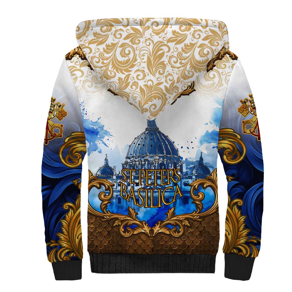 Vatican Baroque Sherpa Hoodie St. Peter’s Basilica & Catholic Flag Gold Ornate