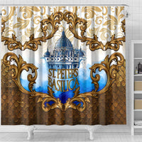 Vatican Baroque Shower Curtain St. Peter’s Basilica & Catholic Flag Gold Ornate