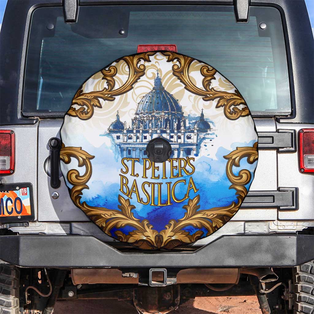Vatican Baroque Spare Tire Cover St. Peter’s Basilica & Catholic Flag Gold Ornate