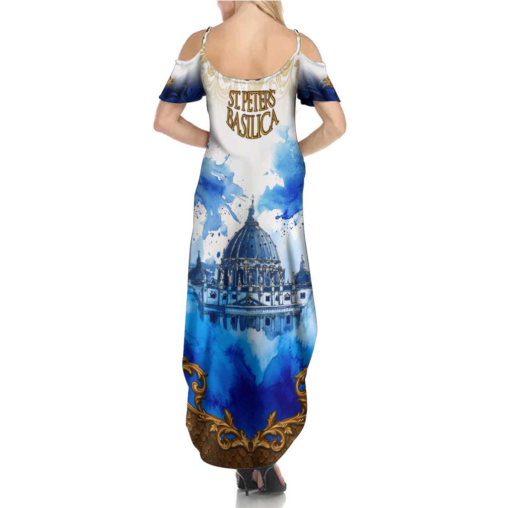 Vatican Baroque Summer Maxi Dress St. Peter’s Basilica & Catholic Flag Gold Ornate