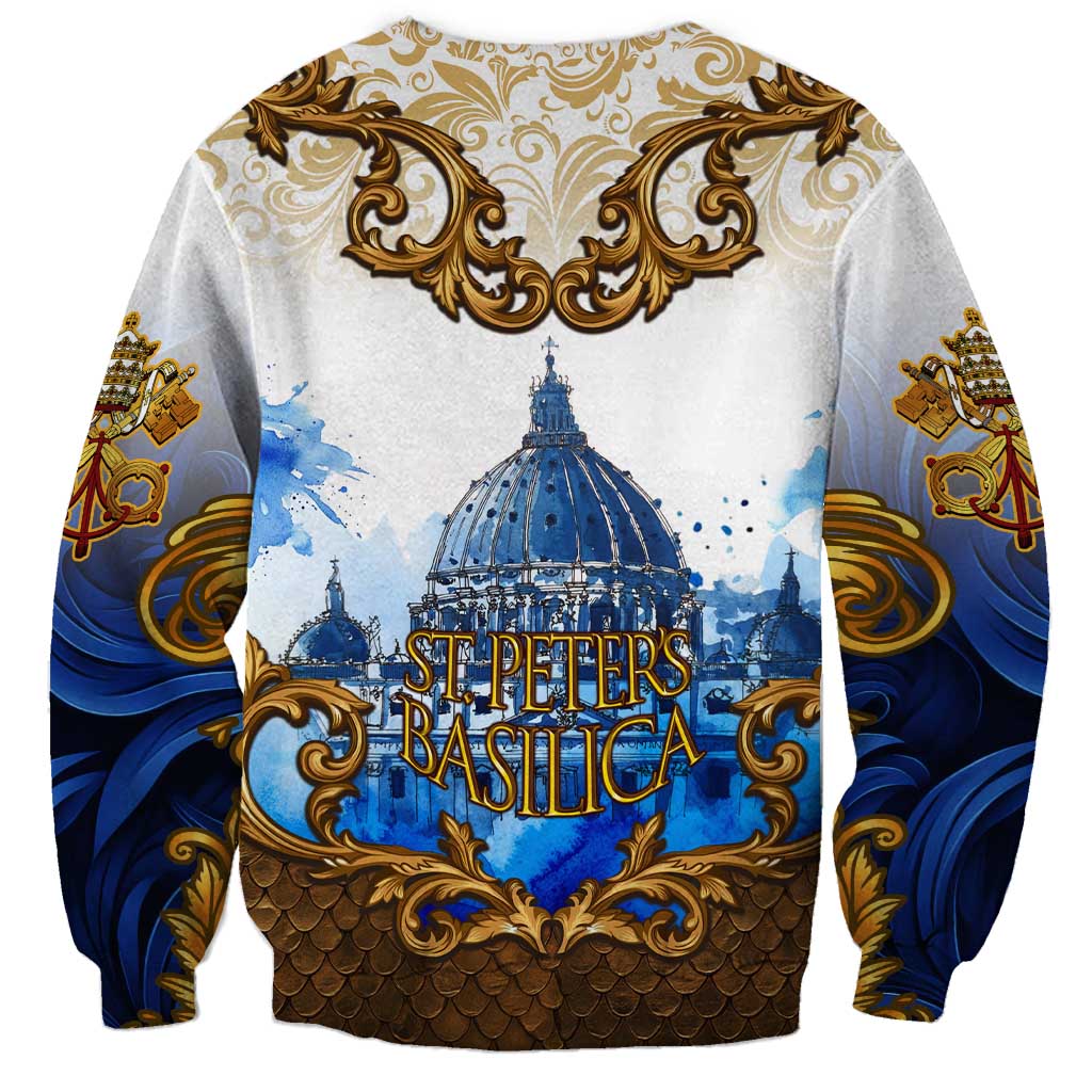 Vatican Baroque Sweatshirt St. Peter’s Basilica & Catholic Flag Gold Ornate