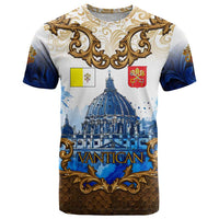 Vatican Baroque T Shirt St. Peter’s Basilica & Catholic Flag Gold Ornate