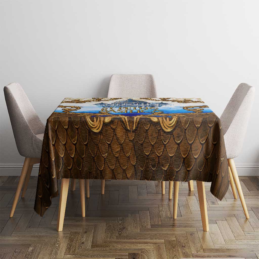 Vatican Baroque Tablecloth St. Peter’s Basilica & Catholic Flag Gold Ornate