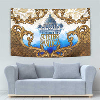 Vatican Baroque Tapestry St. Peter’s Basilica & Catholic Flag Gold Ornate