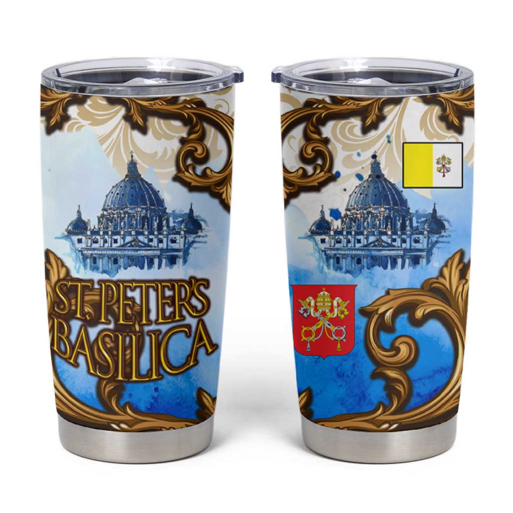 Vatican Baroque Tumbler Cup St. Peter’s Basilica & Catholic Flag Gold Ornate