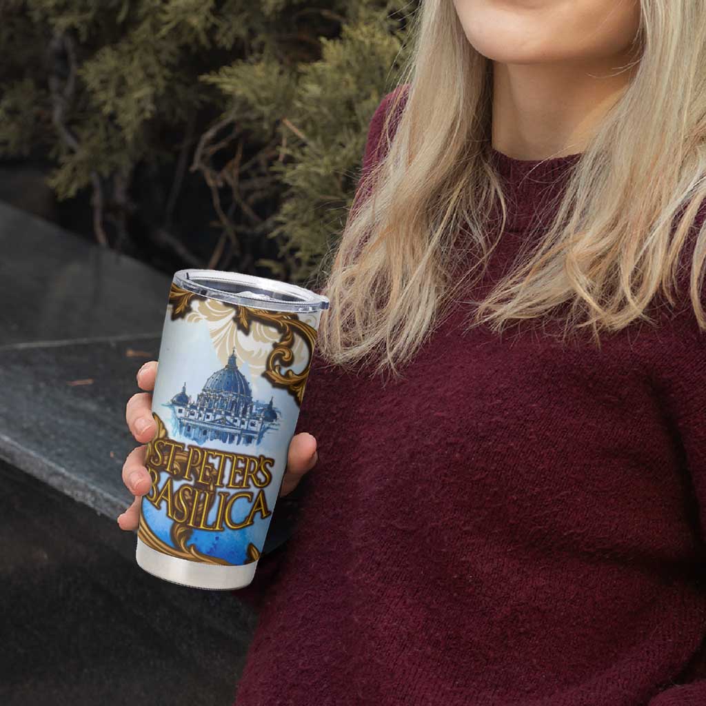 Vatican Baroque Tumbler Cup St. Peter’s Basilica & Catholic Flag Gold Ornate