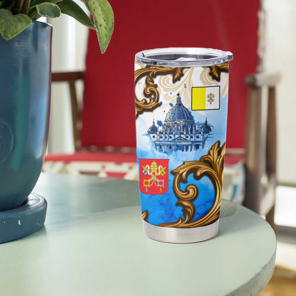 Vatican Baroque Tumbler Cup St. Peter’s Basilica & Catholic Flag Gold Ornate